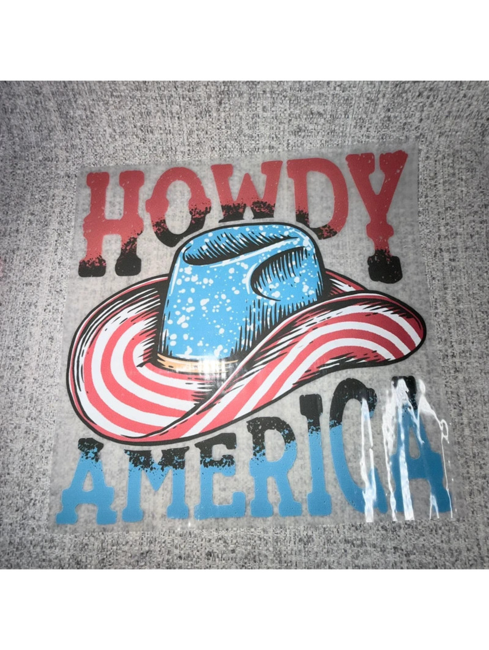 New Howdy America Cowboy Hat Patriotic DTF Transfer USA Western 12x10